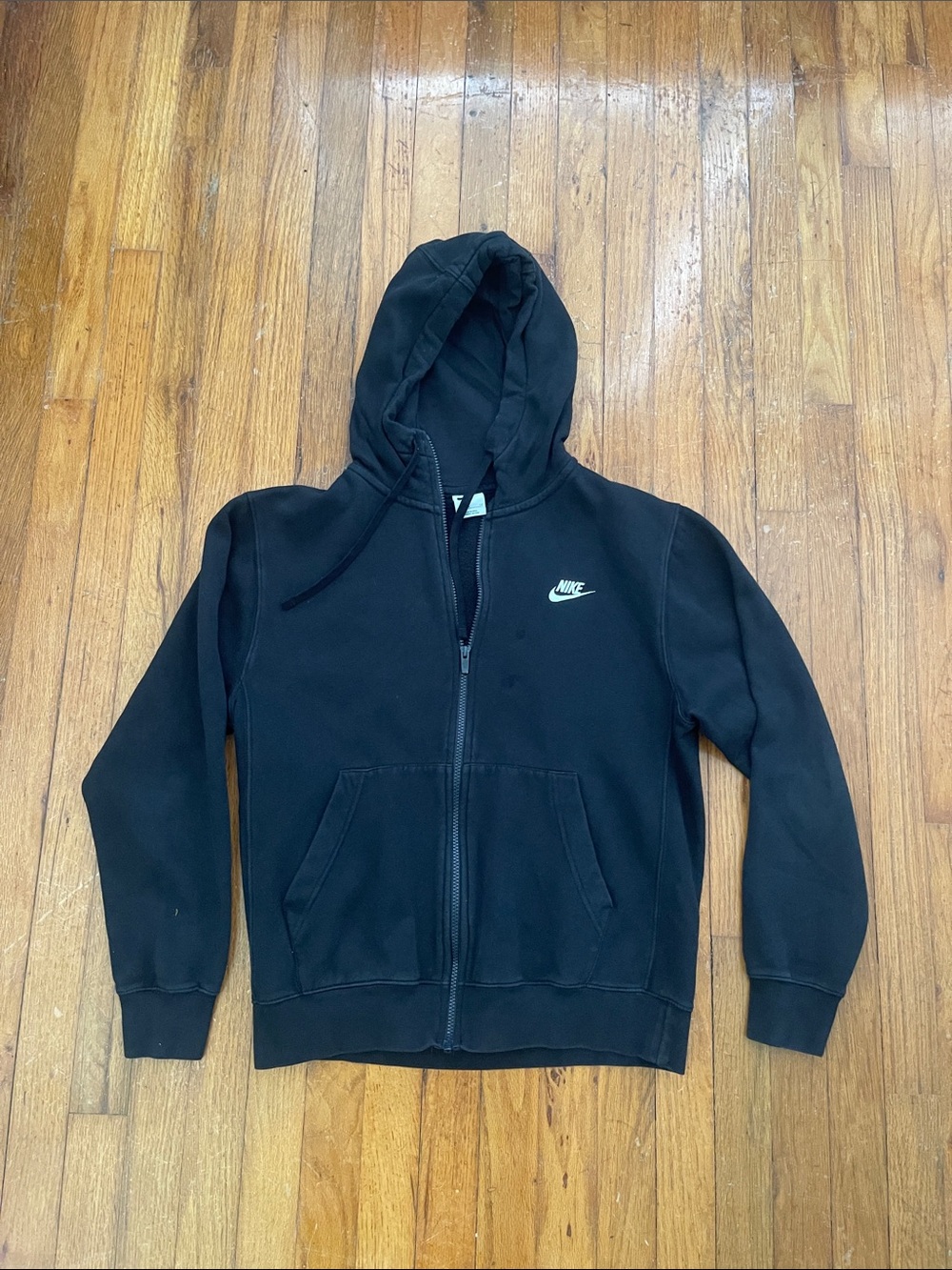 Nike Black Zip Hoodie with White Swoosh